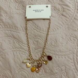 American Eagle Outfitters Gold Necklace with Heart Charms